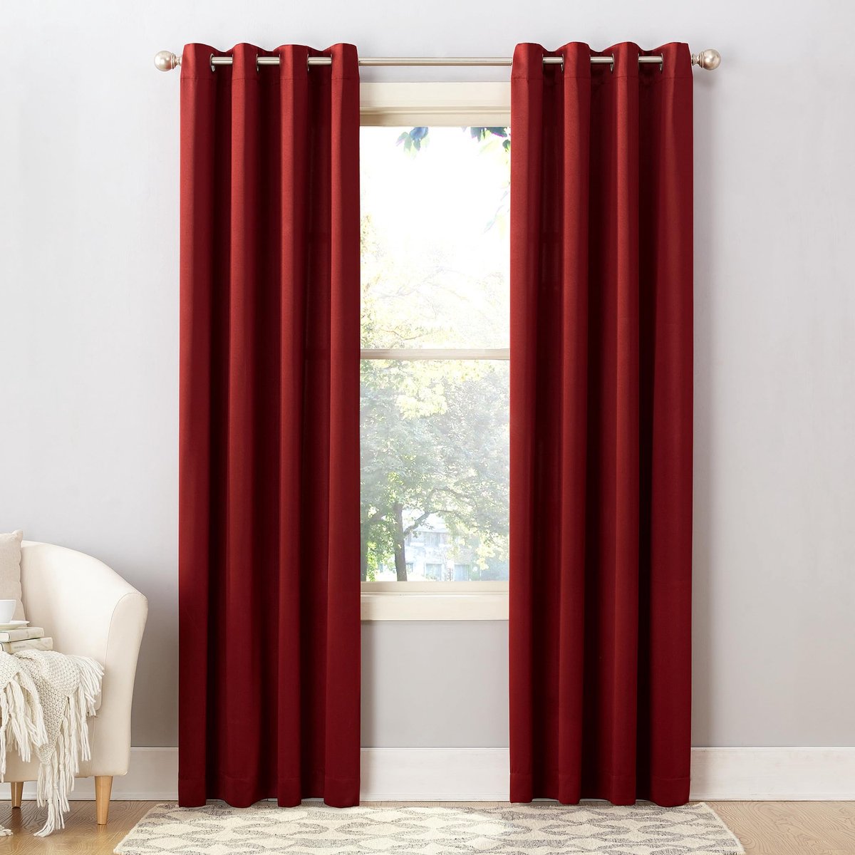 Zero Barrow 2-pack energie-efficiënte doorvoertule gordijnpaneel paar, 54 "x 84", baksteen