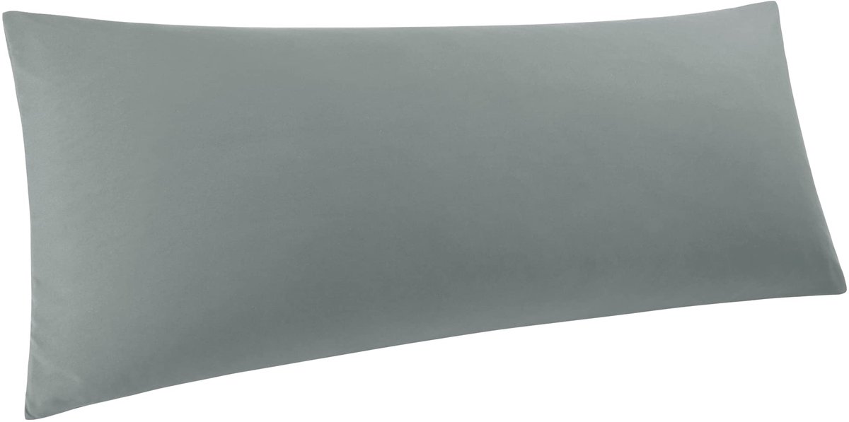 Zijslaapkussen, overtrek, kussenovertrekken, 100% microvezel, met ritssluiting, 50 x 160 cm, kussensloop, lang kussen, zwangerschapskussen, borstvoedingskussen, donkergrijs