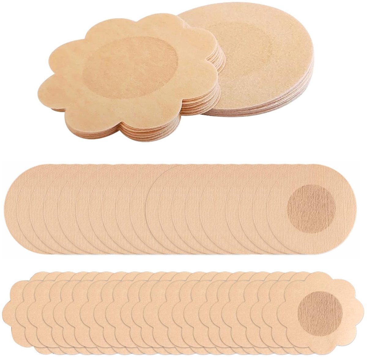 Dailygoods- Tepelbedekkingen 60 Stuks - Zelfklevende Beha Cover - Wegwerpbare Pasteitjes - Sticker Beha - Borsttapes Zachte Vorm - Comfortabele Bedekking - Borsttape