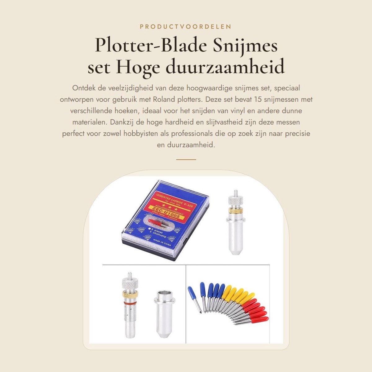 Dailygoods- Plotterblad 15 Stuks - Snijmessen Wolfraamstaal - Snijplotter Messen - Houders voor Roland - Hoge Hardheid - Slijtvast en Duurzaam - Snijmes