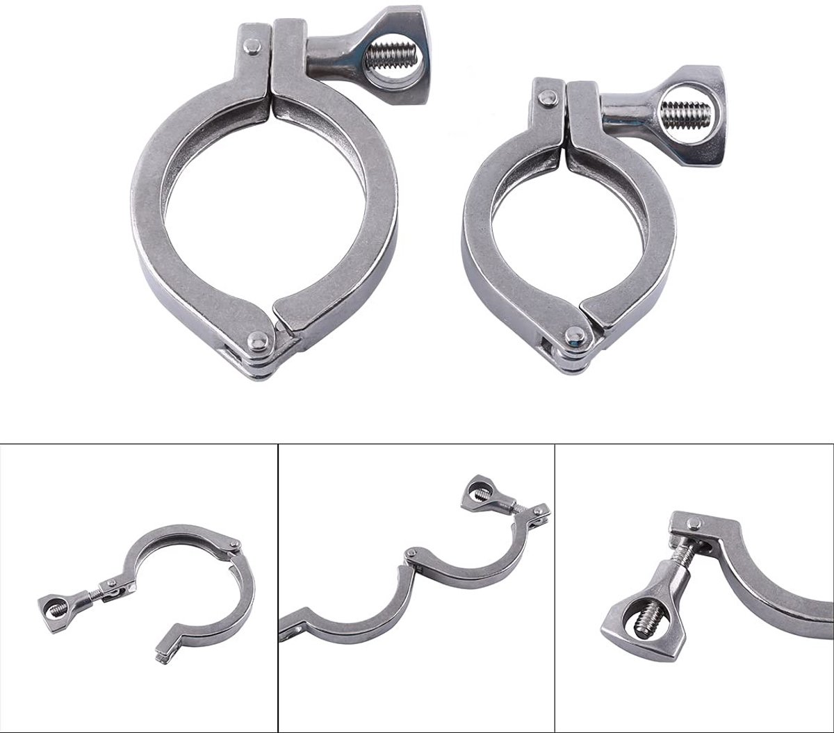 Dailygoods- Tri Clamp RVS 304 - Heavy Duty Klem - Vleugelmoer - Buisverbinding - Corrosiebestendig - Lichtgewicht Installatie