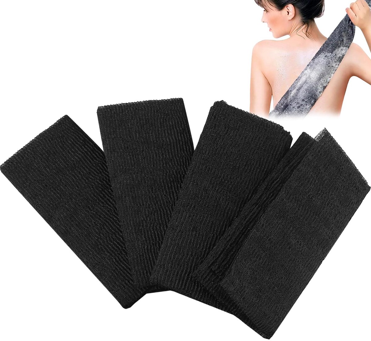 Dailygoods- Loofah Spons - 4 Stuks - Peeling/Rugreiniging - Duurzaam Nylon - Meerlaagse Netstructuur - Geschikt voor Alle Huidtypes