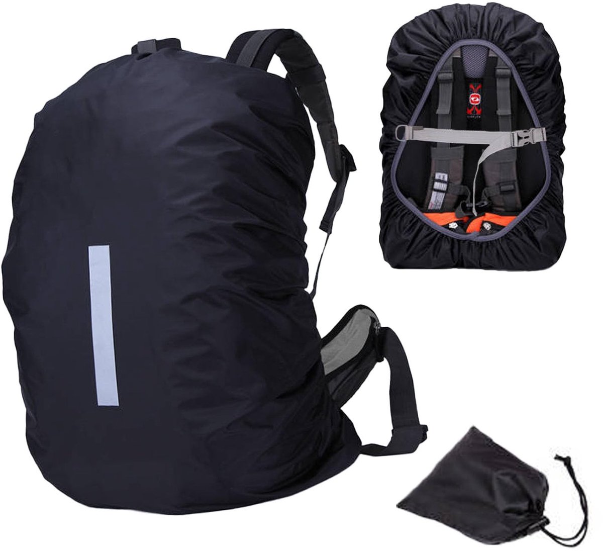 Dailygoods - Regenhoes voor Rugzak van 40-50L met Reflecterende Strepen