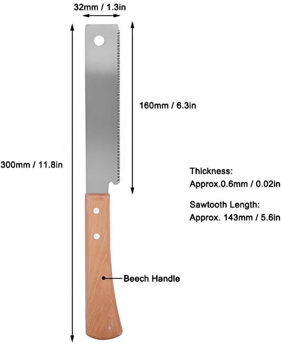 Dailygoods - Kleine Handzaag - Houten Trekzaag - Compact en Lichtgewicht - Bruin - Huishoudelijke Zaag - Perfect voor Tuin en Timmerwerk - 30 cm