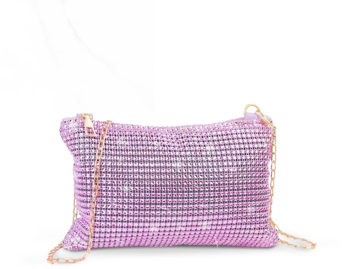 Dailygoods - Kleine schoudertas voor dames, pailletten, kleine schoudertas voor vrouwen met verstelbare ketting, schouderriem en ritssluiting, trendy handtas, klein voor bruiloft, feest, gala