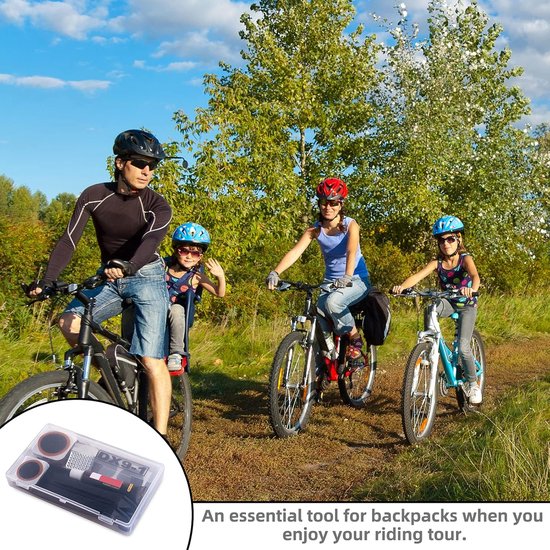 Fietsband reparatieset - Bandenplak set - Onderweg repareren - Inclusief 12 patches - Compact formaat - Zwart — afbeelding 3