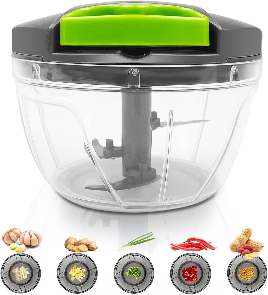 Handmatige Groentehakker - Keuken Snijder - Babyvoeding Maken - 3 RVS Bladen - 520 ml - Wit