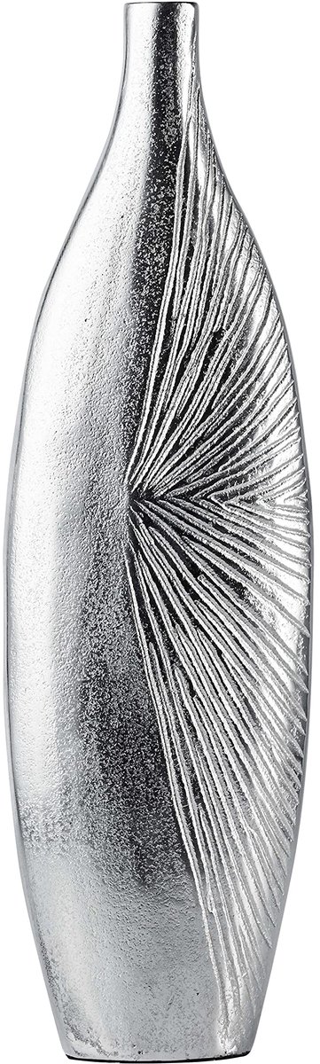 Vaas Dekovaas Aluminium Zilver Groot, Modern Decor uit Metaal, voor Woonkamer, Slaapkamer en Keuken, 44 cm