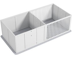 Werpkist voor Pups 166x80x50cm Wit MDF Verstelbare Deur Winddicht Geventileerd Waterdichte Mat Incl. Geschikt voor Kleine tot Grote Honden