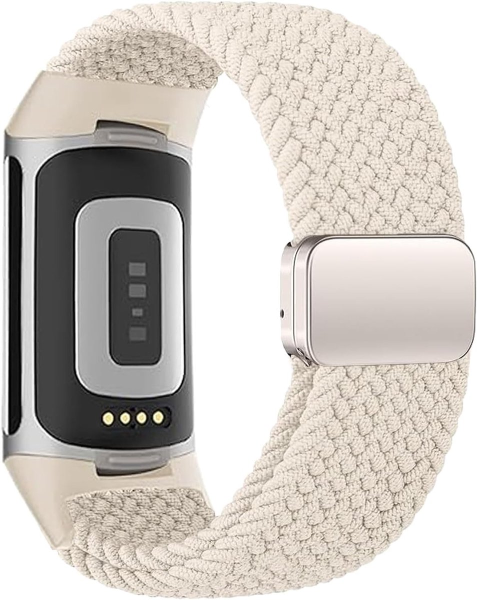 Nylon Fitbit Charge 6 Horlogebandjes van Magnetisch Rekbaar Stof voor Draagcomfort en Aanpassing