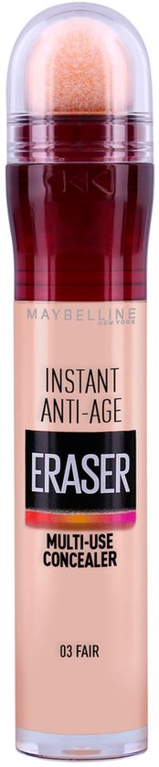 De "Instant Anti Age Eraser" concealer, kleurnummer 03 Fair, met sponsapplicator.