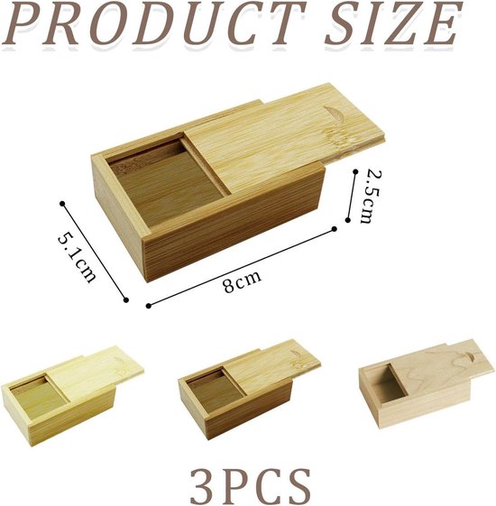3 stuks houten geschenkdoos, rechthoekig doosje, mini-geschenkdoos, sieradendoos, cadeauverpakking — afbeelding 5