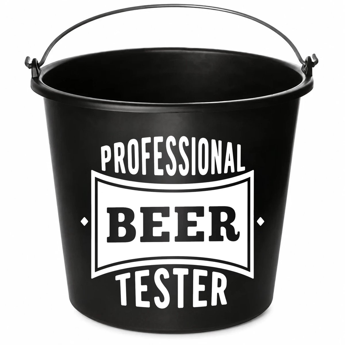 Emmer - Professional beer tester - Cadeau emmer - met tekst - 12 liter - zwart