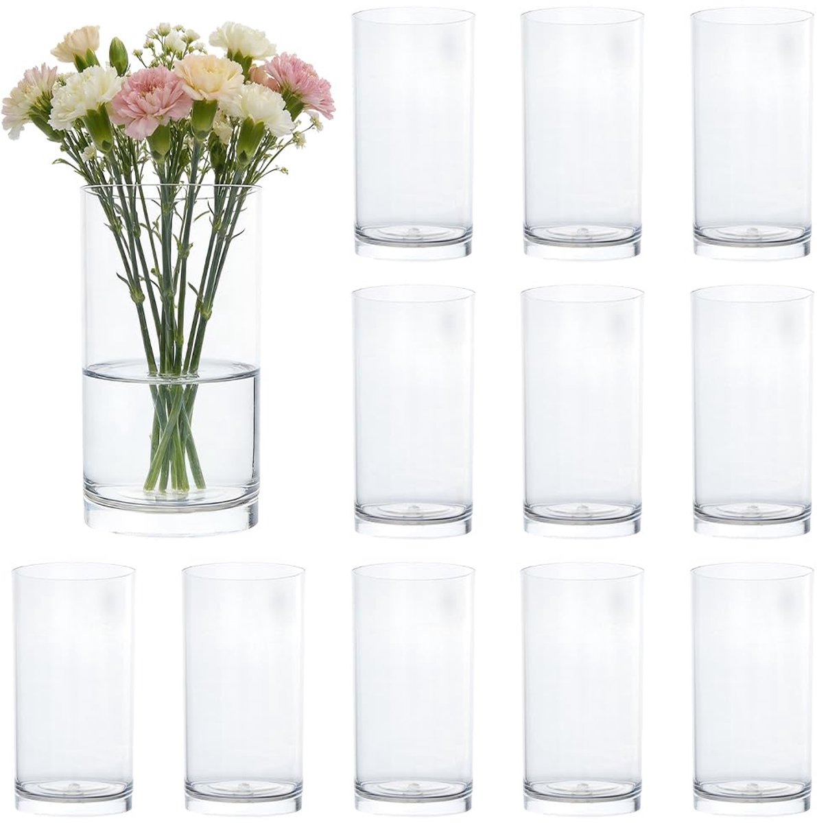 Vaas 8.5x15cm Clear Vaas voor Centerpieces Brede Containers Vazen Hurricane Kaars Houder voor Centerpieces Bruiloft Home Decor