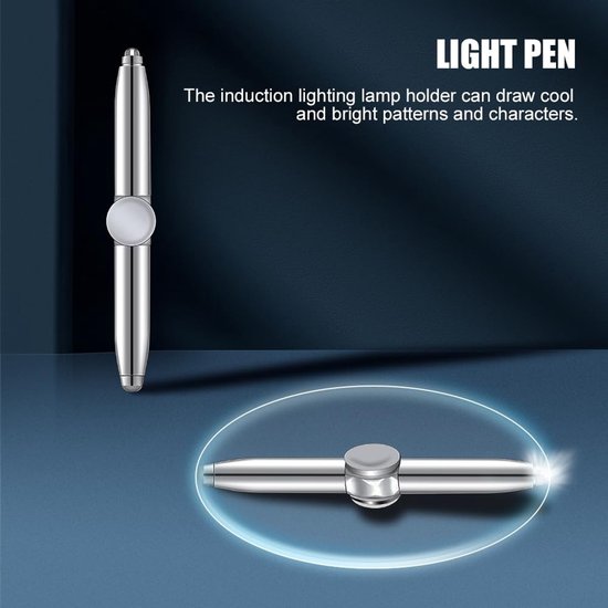 Dailygoods - Fidgetpen - LED-licht - Multifunctioneel schrijven - 2 stuks - Anti-stress pen - Geschikt voor volwassenen en kinderen - Roterende pen — afbeelding 4