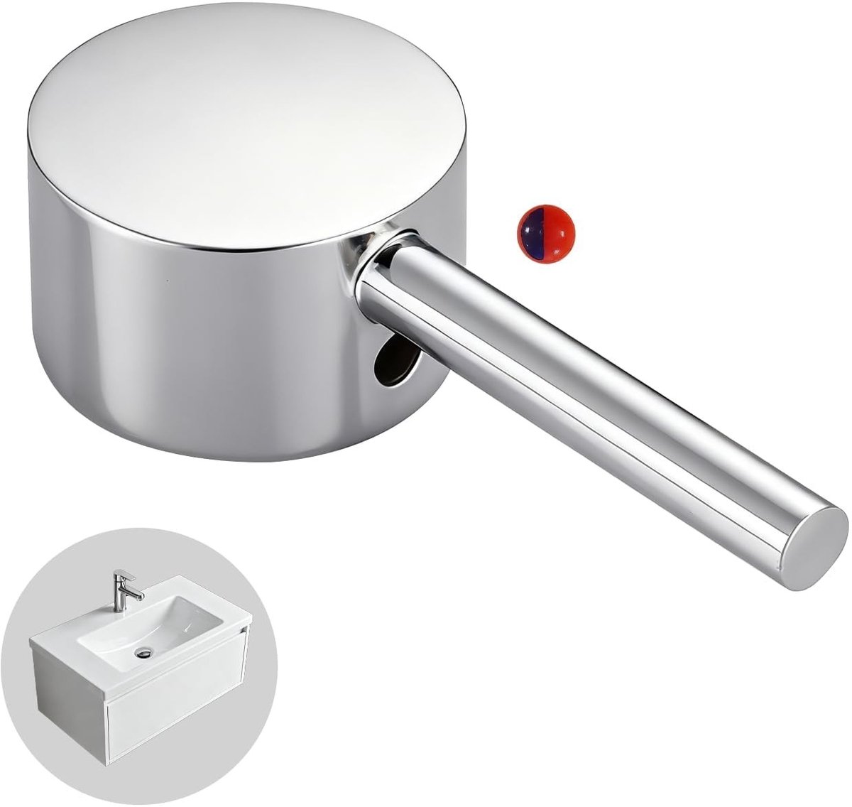 Dailygoods- Eengreepskraan met temperatuurweergave - 35 mm cartridge - universele vervanging - glanzend verchroomd metaal - ergonomisch ontwerp - duurzame kwaliteit - Kraan