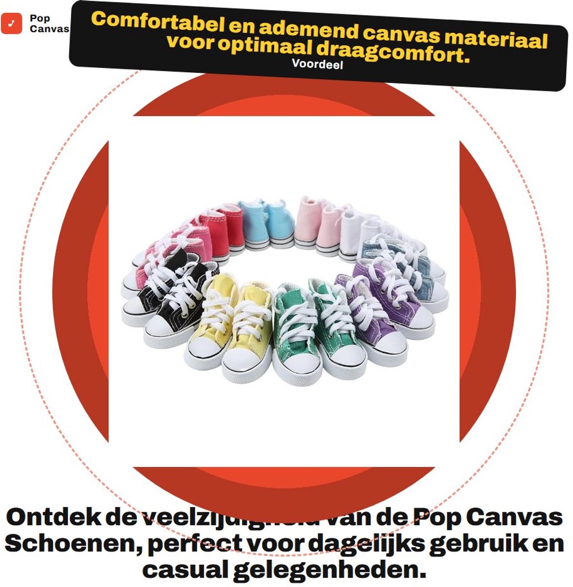Dailygoods- Canvas Schoenen 3.0 Inch - Pop Schoenen - Espadrilles - Diverse Kleuren - 10 Paar - Lichtgewicht Rubber - Sneakers