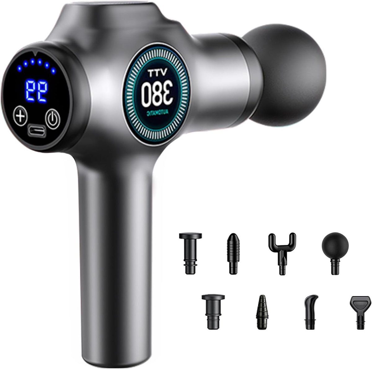 Massagepistool - Spierherstel Apparaat - Spierontspanning - 99 Snelheden 9 Koppen - 800g Gewicht - Zwart