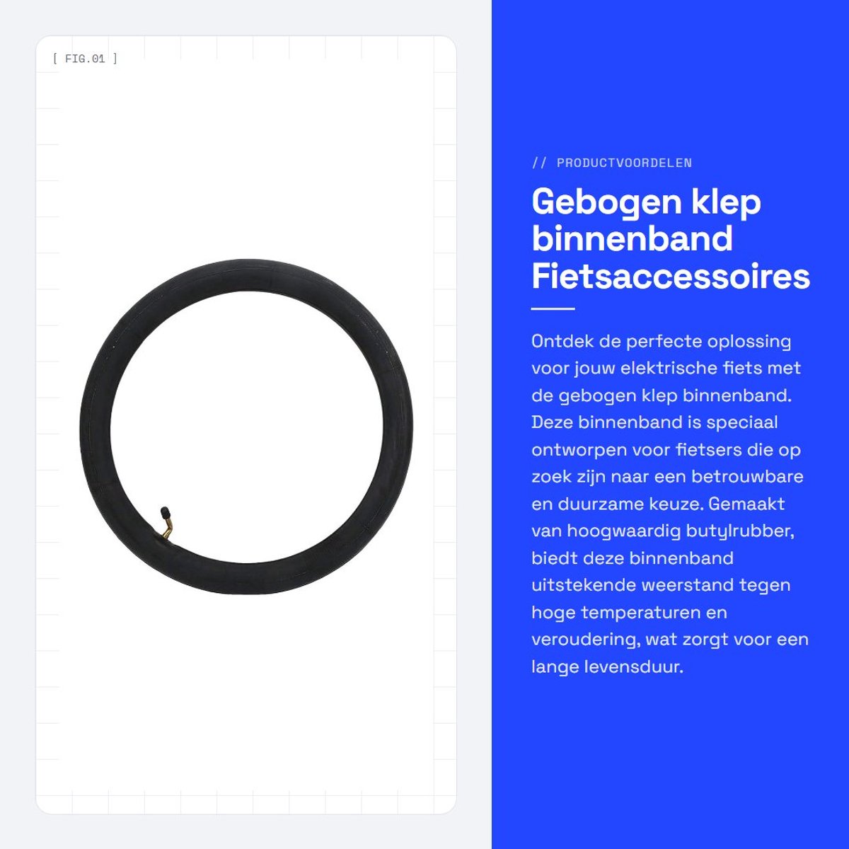 Dailygoods - Gebogen klep binnenband - Fietsaccessoires - Slijtvaste en elastische binnenband - 16X2.125 - Antislip en duurzaam - Geschikt voor elektr...