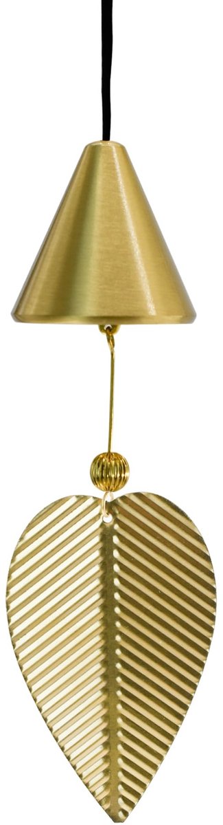 Dailygoods - Gouden blad hangende bel decoratieve bel voor geluk, opknoping windgong ornament venster woondecoratie Chinese Feng Shui klokken (1, kegelvorm)