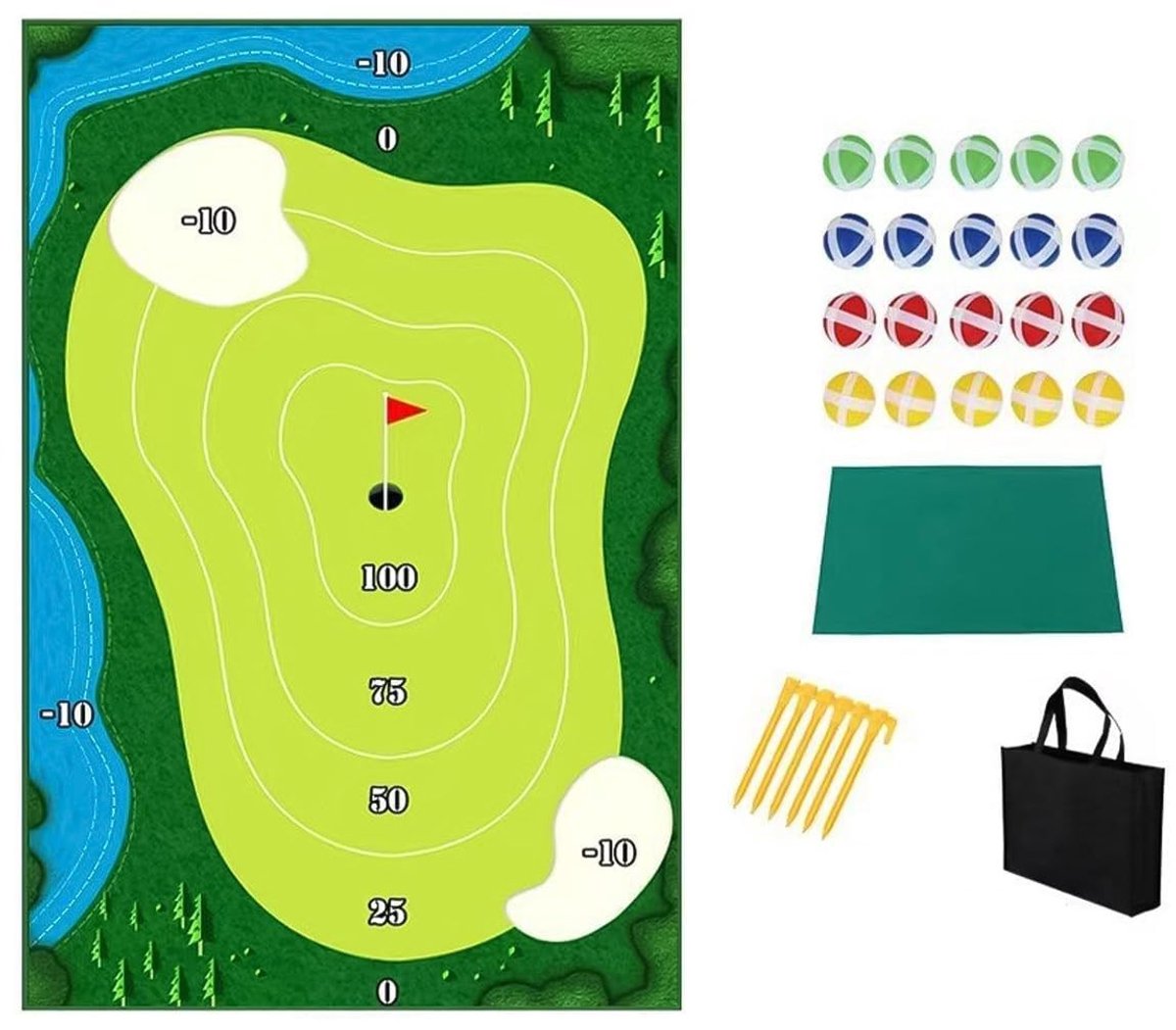 Dailygoods- Golfspel Battle Royale - Golf Chip Off Challenge - Golfchipping-mat - Kleverige ballen - Binnen/buiten spel - Perfect voor Vaderdag - Chipspel