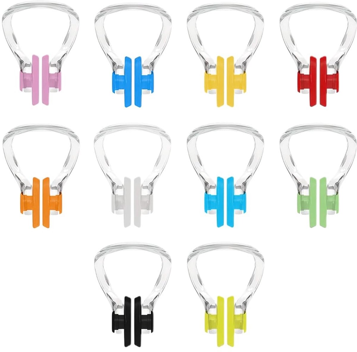 Dailygoods- Neusstoppen 10 Stuks - Siliconen - Geschikt voor Volwassenen/Beginners - 10 Kleuren - Inclusief Doos - Hoogwaardig Materiaal - Zwemneusclip