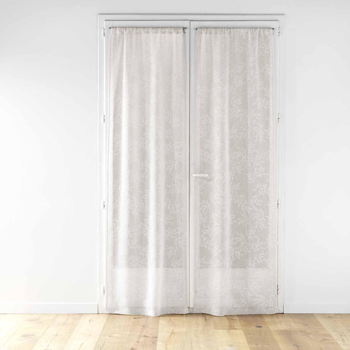 douceur d'intérieur, Paar rechte stangdoorvoer (2 x 70 x 200 cm) Karla Taupe, geweven voile
