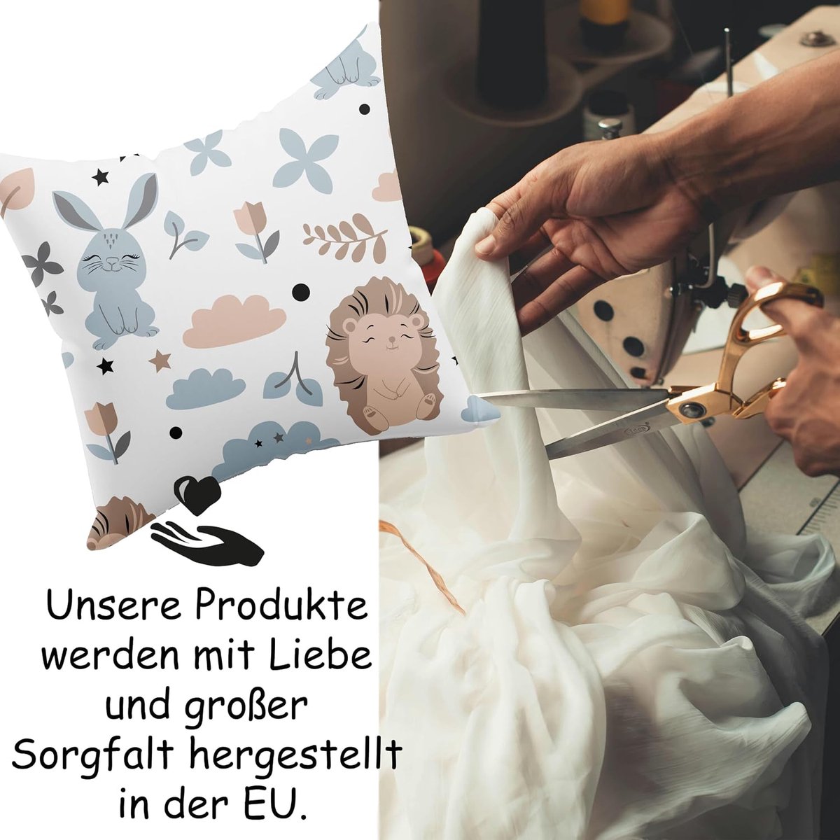20 x 20 cm kussen, hoofdkussen, knuffelig Öko-Tex, zacht knuffelkussen van katoen, egel