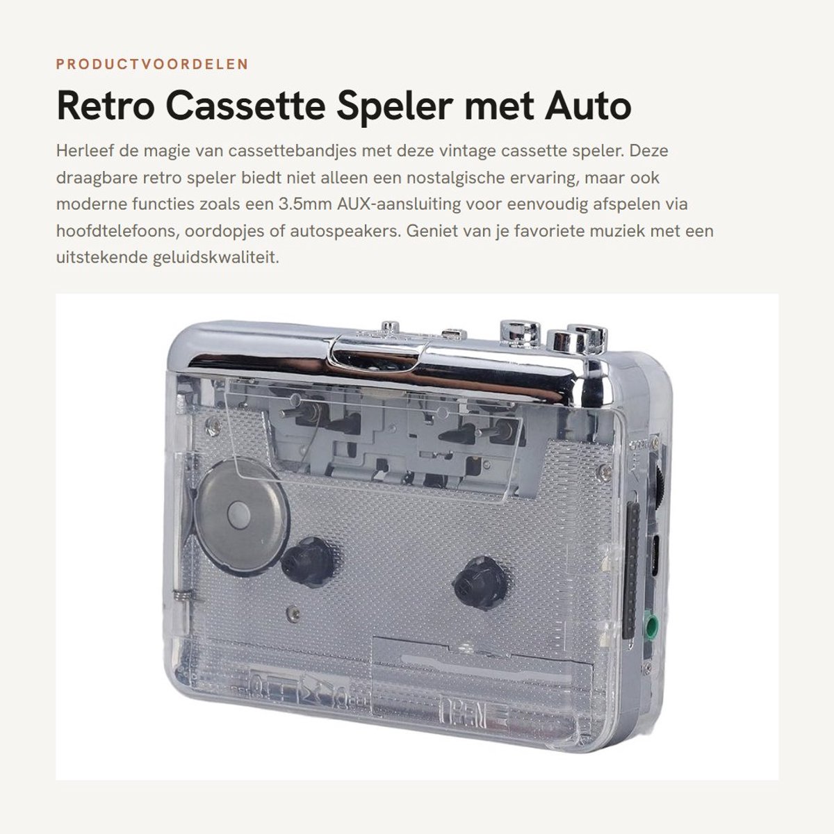 Dailygoods - Retro Cassette Speler met Auto Reverse en AUX - Draagbare Cassette naar MP3 Converter