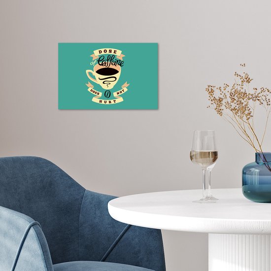 Illustration de café Vintage sur fond turquoise 30x20 cm - petite