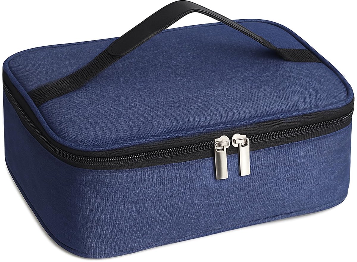 Koeltas, 3,2 l, mini-lunchtas, opvouwbaar, voor onderweg, isolatietas, lichte picknicktas, waterdicht, thermotas voor dames en heren, voor picknick, auto, school, werk, blauw