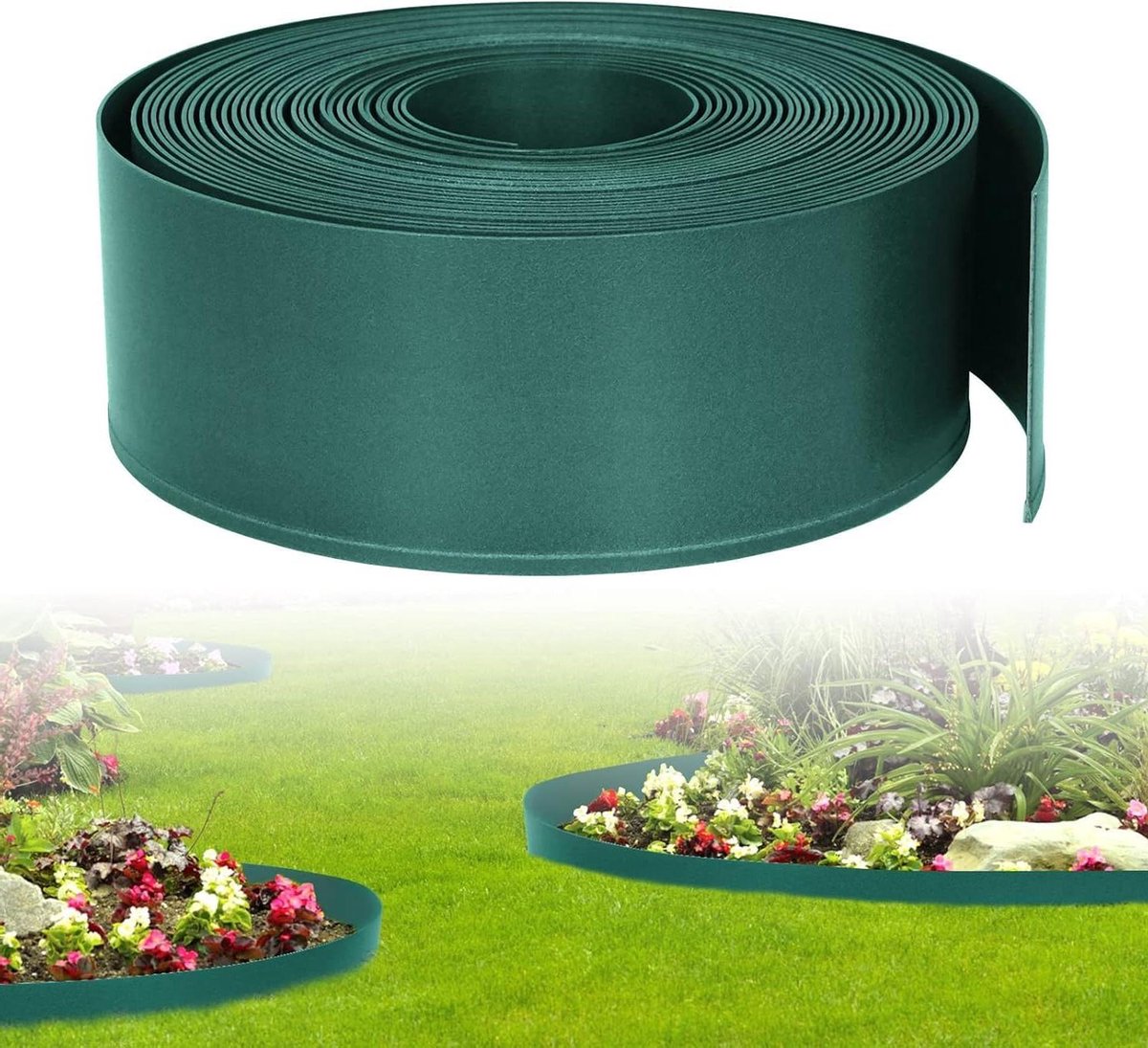 Gazonrand Kunststof - Bloembedranding Tuinrand - Tuin Afscheiden - Sterke Flexibiliteit - 10 m x 12 cm - Groen