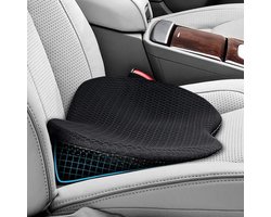Wigkussen Auto - Zitverhoger - Comfortabel Zitten - Traagschuim Ondersteuning - 3.5 Inch Verhoging - Zwart