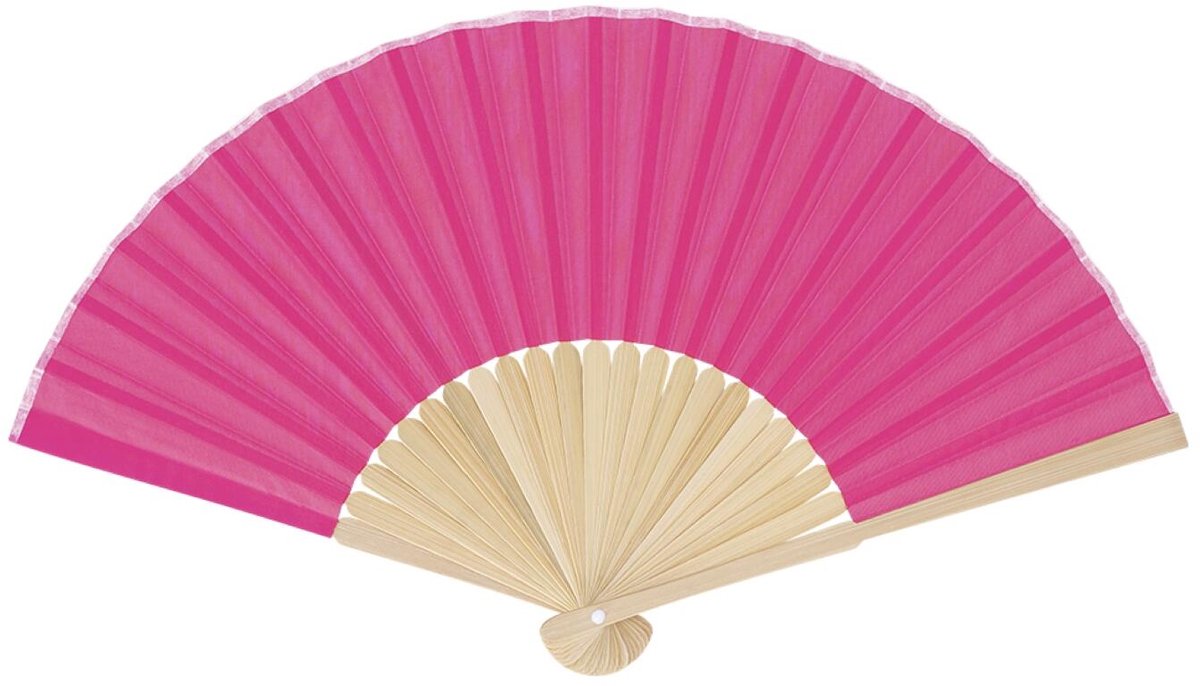 Bellatio Design Spaanse handwaaier - roze - bamboe/papier - 38 x 21 cm - spaanse waaier - festival waaier