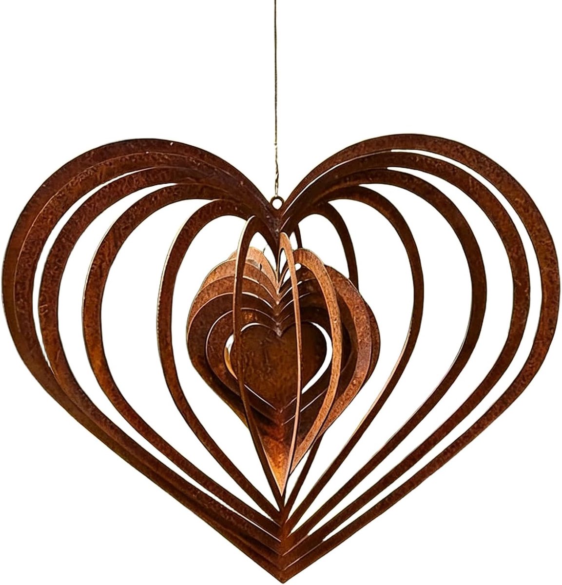 Windgong tuin roestlook, hart groot 25 x 21,5 cm tuindecoratie geschenk windgong licht draaiende kinetic, voor tuin, balkon, vijver, decoratie