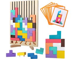 3D-puzzel Tetris-spel voor kinderen, educatief speelgoed, houten puzzel met 40 stuks intelligentie, kleurrijke bouwstenen, Montessori-spellen 3, 4, 5, 6 jaar, intelligentie jigsaw, cadeaus voor