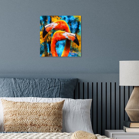 Tableau poster - Peinture à l'huile - Flamingo - 30x30 cm