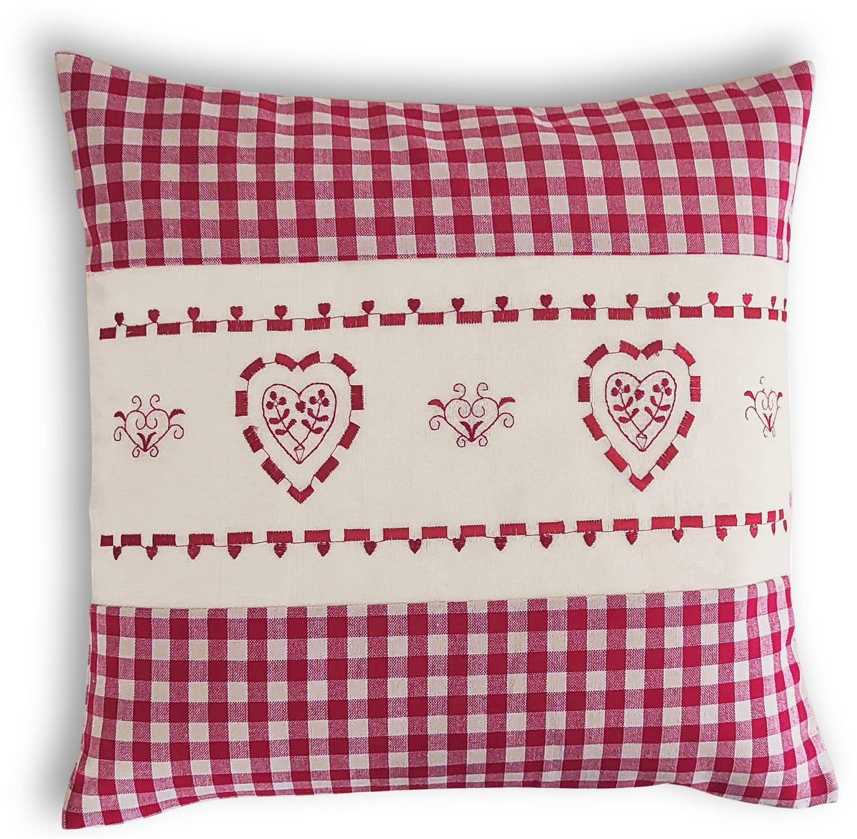 Decoratieve kussenhoes 40 x 40 - Country stijl - Hart motief - Perfect voor de winter - SnelShoppen