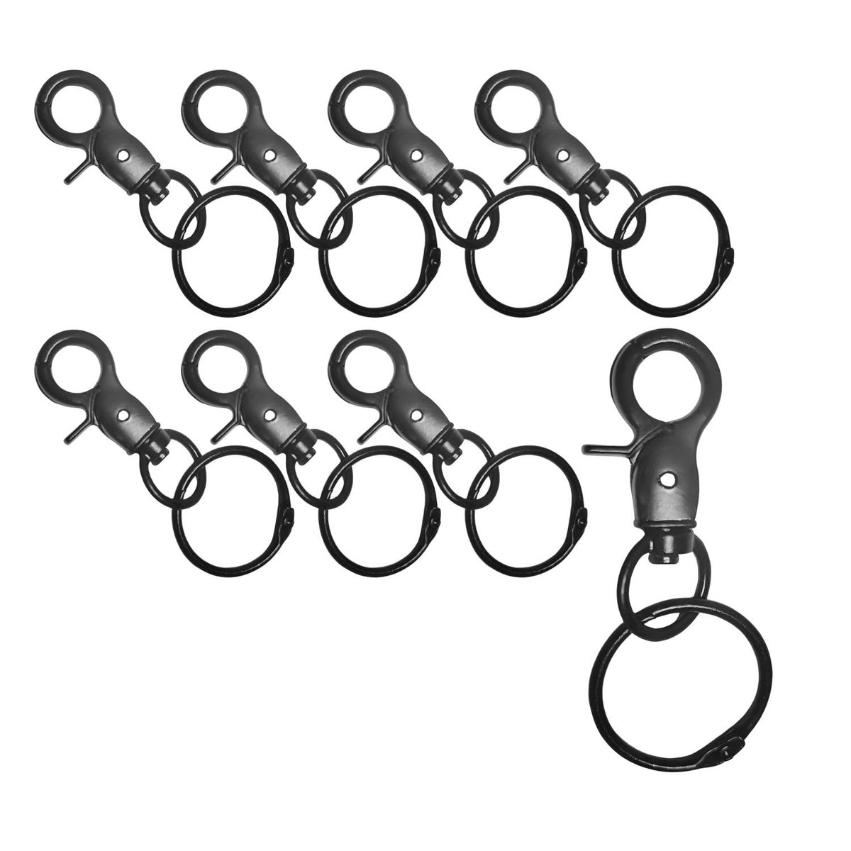 Karabijnhaken met draaischarnier, robuuste zinklegering karabijnhaak voor hondenriem, sleutelhanger, draaibaar, zwart, 8 stuks