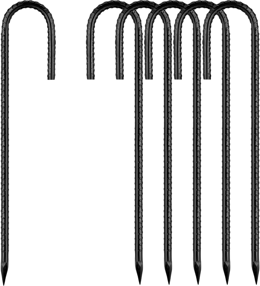 6 stuks grondankers, 30 cm grondpalen, zwart J verzinkt staal grondankers trampoline, wapenstang, tentharingen, tuinpalen, camping tent haringen
