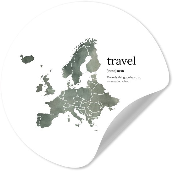WallCircle® - Behangcirkel 30x30 cm - Muurstickers Europa kaart - Waterverf - Quotes - Muurcirkel woonkamer - Wandcirkel slaapkamer - Kamer decoratie zelfklevend - Muurdecoratie accessoires