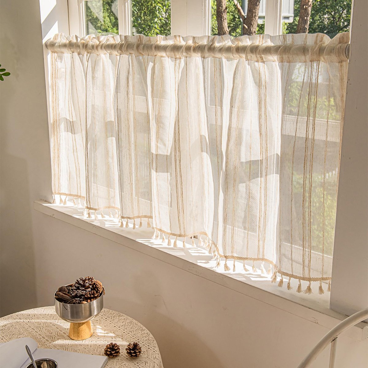 gordijnen voor keuken gordijnen keuken deur gordijnen kort landhuisstijl raamdecoratie H 77 x B 130 cm