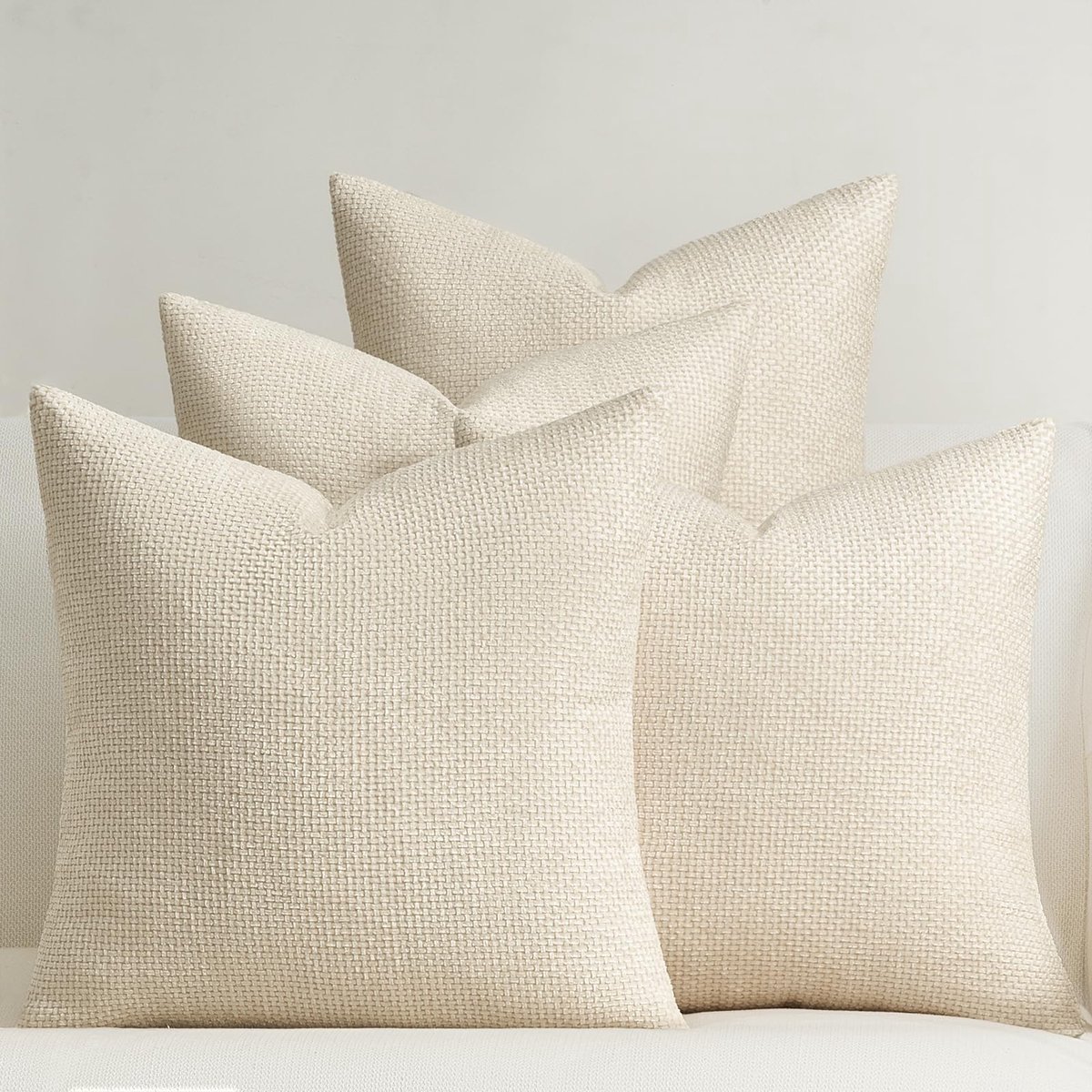Set van 4 kussenslopen van chenille, 40 x 40 cm, decoratief, voor woonkamer, slaapkamer, verborgen ritssluiting, beige