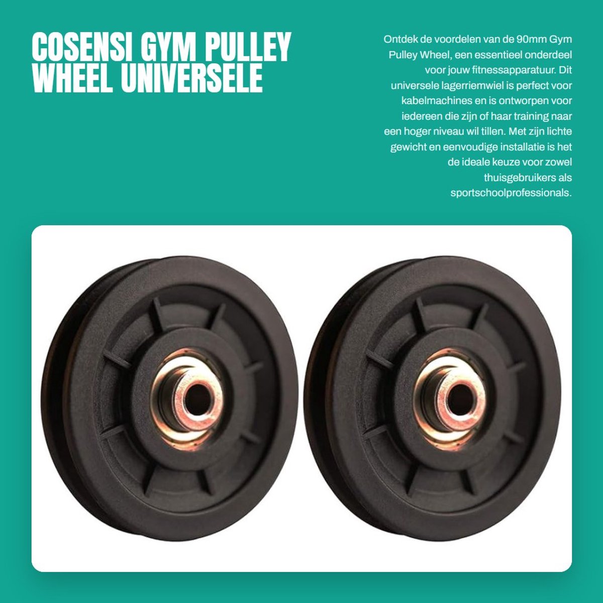 Dailygoods- Pulley 90mm - Universele Lager - Nylon/Staal - Lichtgewicht - Slijtvast - Laadcapaciteit tot 1000 lbs - Voor Fitnessapparatuur - Gymwiel
