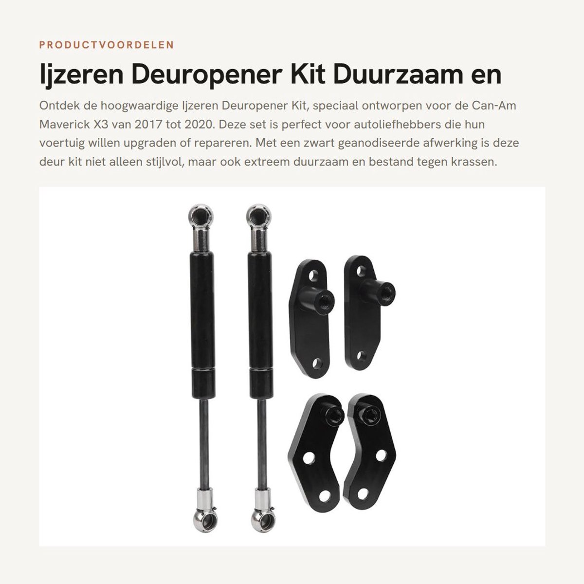 Dailygoods- Deuropener Set - Zwart Geanodiseerd Ijzer - Krasbestendig - Slijtvast - Geschikt voor Can-Am Maverick X3 2017-2020 - Handig en Veilig - Deuropenerset