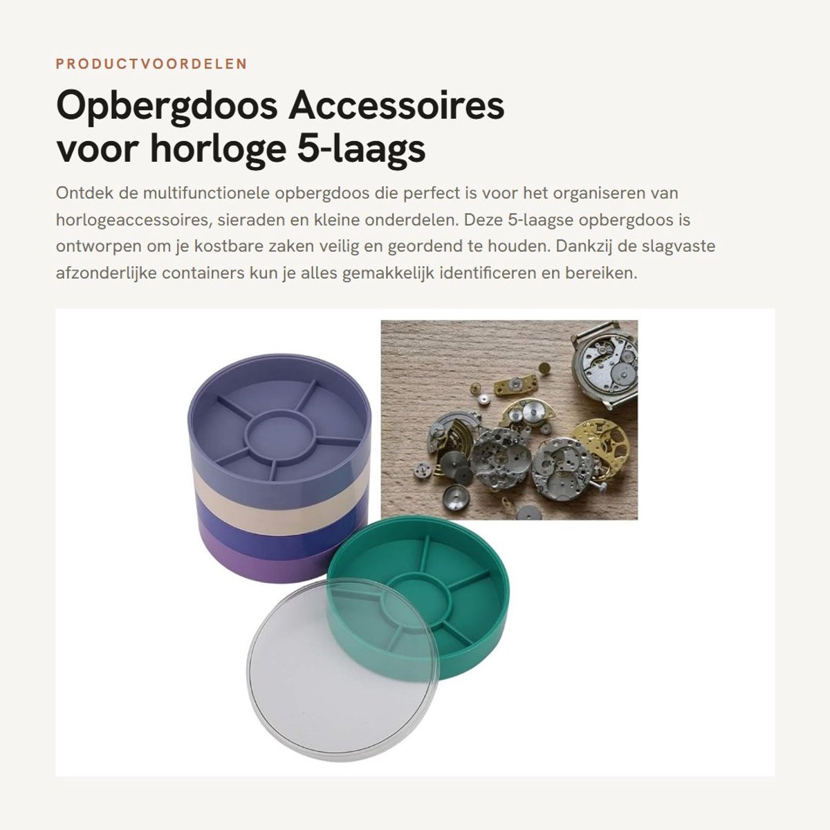 Dailygoods- Opbergdoos 5-laags - Slagvaste Container - Voor Accessoires/Sieraden - Kunsthandwerk - Hoogwaardig Kunststof - Georganiseerd en Gescheiden - Opbergbox