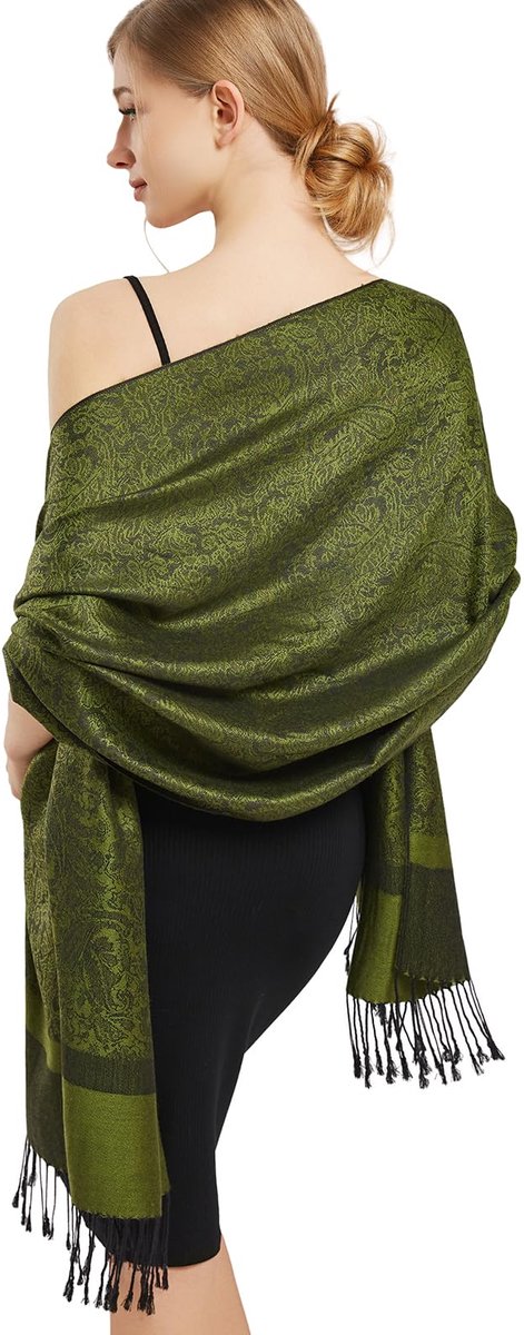 vimate Zijdeachtige Paisley Pashmina Sjaal Dames Zachte Dubbelzijdige Jacquard Pashmina's Wrap voor Avondjurk Reizen Sjaal
