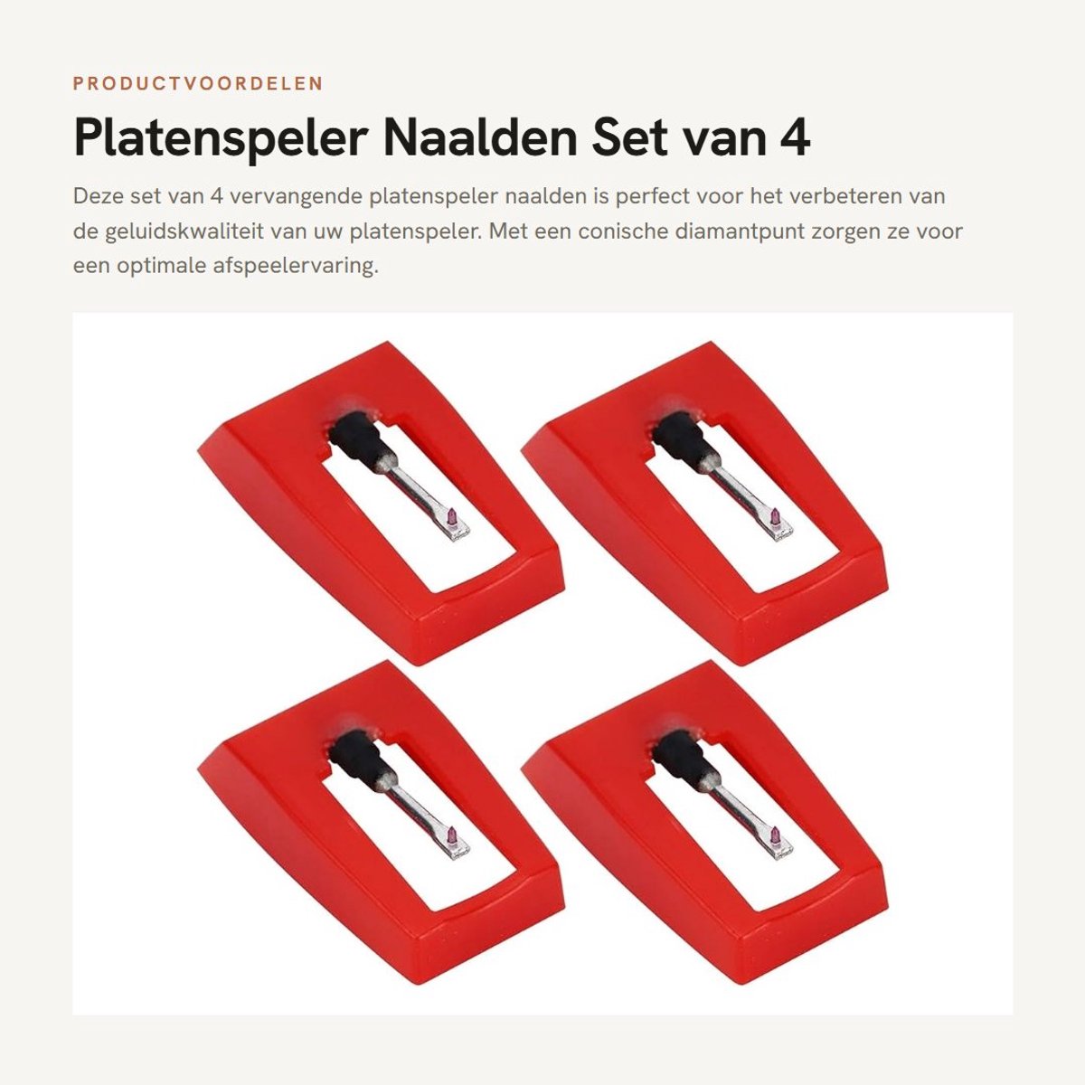 Dailygoods- Platenspeler Naald 4 Stuks - Vervangende Naalden - Conische Diamant - Voor Boytone/Teac/York - Eenvoudige Installatie - Hoogwaardig Materiaal - Stylus