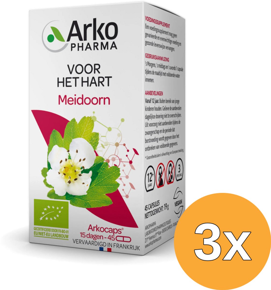 3x Arkocaps Meidoorn Bio (45 capsules)