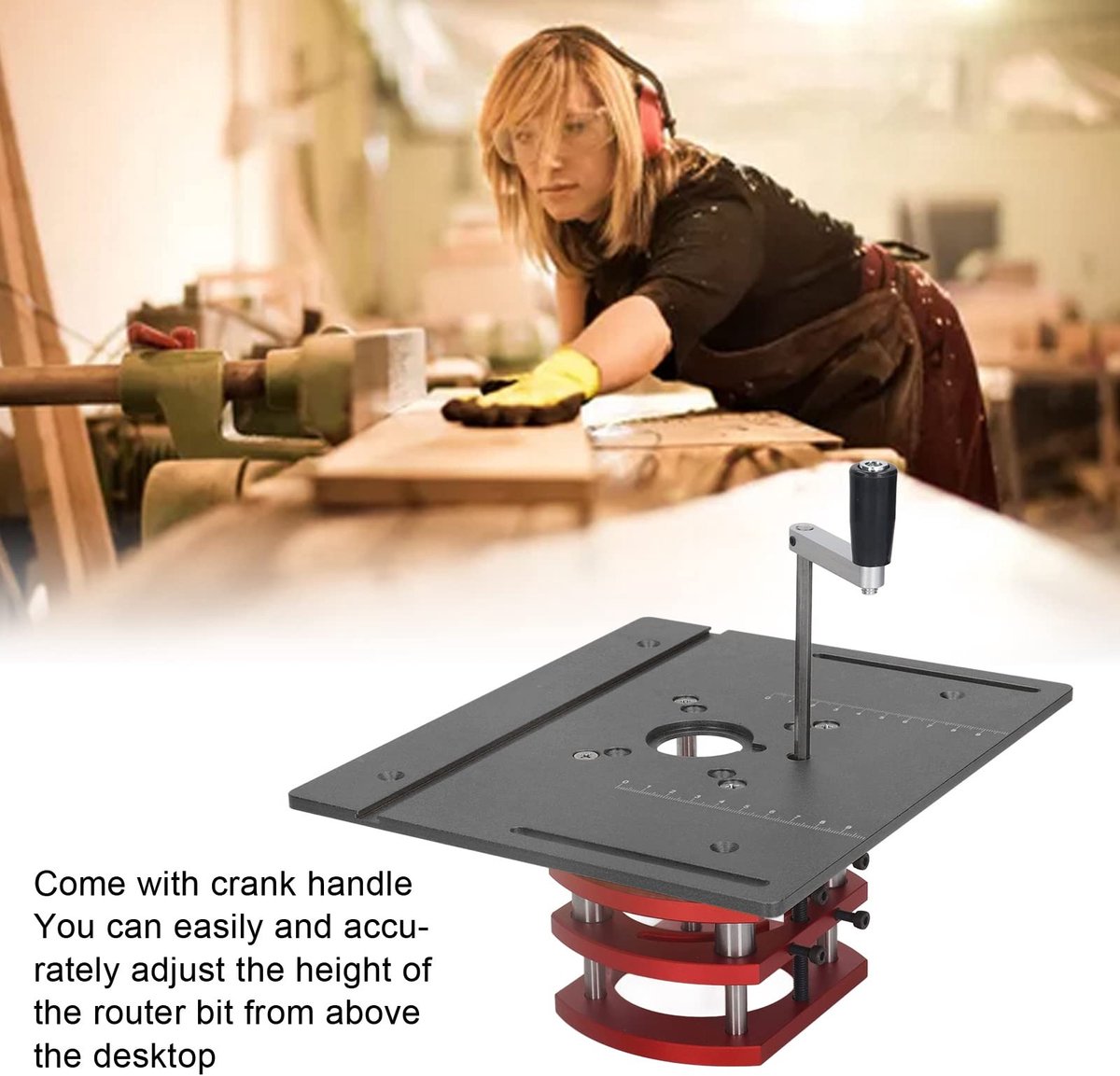 Dailygoods - Routerlift - Houtbewerking - Hoogteverstelling - Zwart - Aluminiumlegering - Handmatige hefrouterlift - Geschikt voor hobbyisten - Zwart
